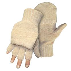 BOSS 250LL Gloves, L, Rib-Knit Cuff, Ragg Wool/Tweed Fabric, Natural Brown 
