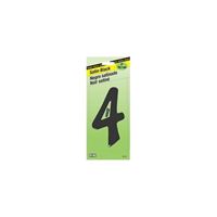 HY-KO BK-40/4 House Number, Character: 4, 4 in H Character, Black Character, Zinc 5 Pack 