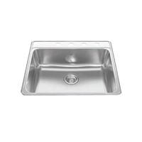 KINDRED CSLA2522-8-4-CBN Kitchen Sink, 25 in OAW, 8 in OAD, 22 in OAH, Stainless Steel, Topmount/Drop-In Mounting 