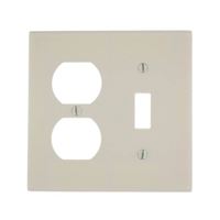 Leviton 78005 Combination Wallplate, 4-1/2 in L, 4-9/16 in W, 2 -Gang, Thermoset Plastic, Light Almond, Smooth