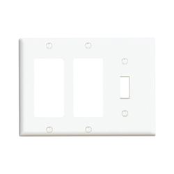 Leviton 80431/003 Combination Wallplate, 4-1/2 in L, 6-3/8 in W, 3 -Gang, Thermoset Plastic, White, Smooth 