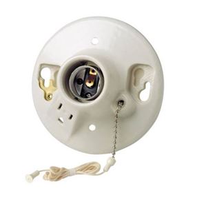 Leviton 9726-C Lamp Holder, 125 V, 660 W, Porcelain Housing Material, White