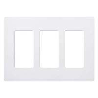 Lutron CW-3B-WH Wallplate, 4.69 in L, 6.56 in W, 3 -Gang, Plastic, White, Gloss 