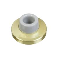 National Hardware N198-069 Door Stop, 2.34 in Dia Base, 1 in Projection, Brass/Rubber, Solid Brass 