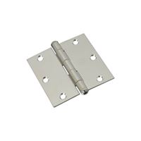 National Hardware N225-920 Square Corner Door Hinge, 3-1/2 in H Frame Leaf, Stainless Steel, Stainless Steel, 55 lb 